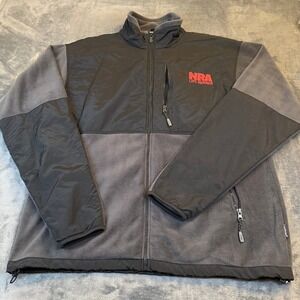 Landway NRA Life Member Fleece Jacket Mens 2X-Large Gray Black Full Zip